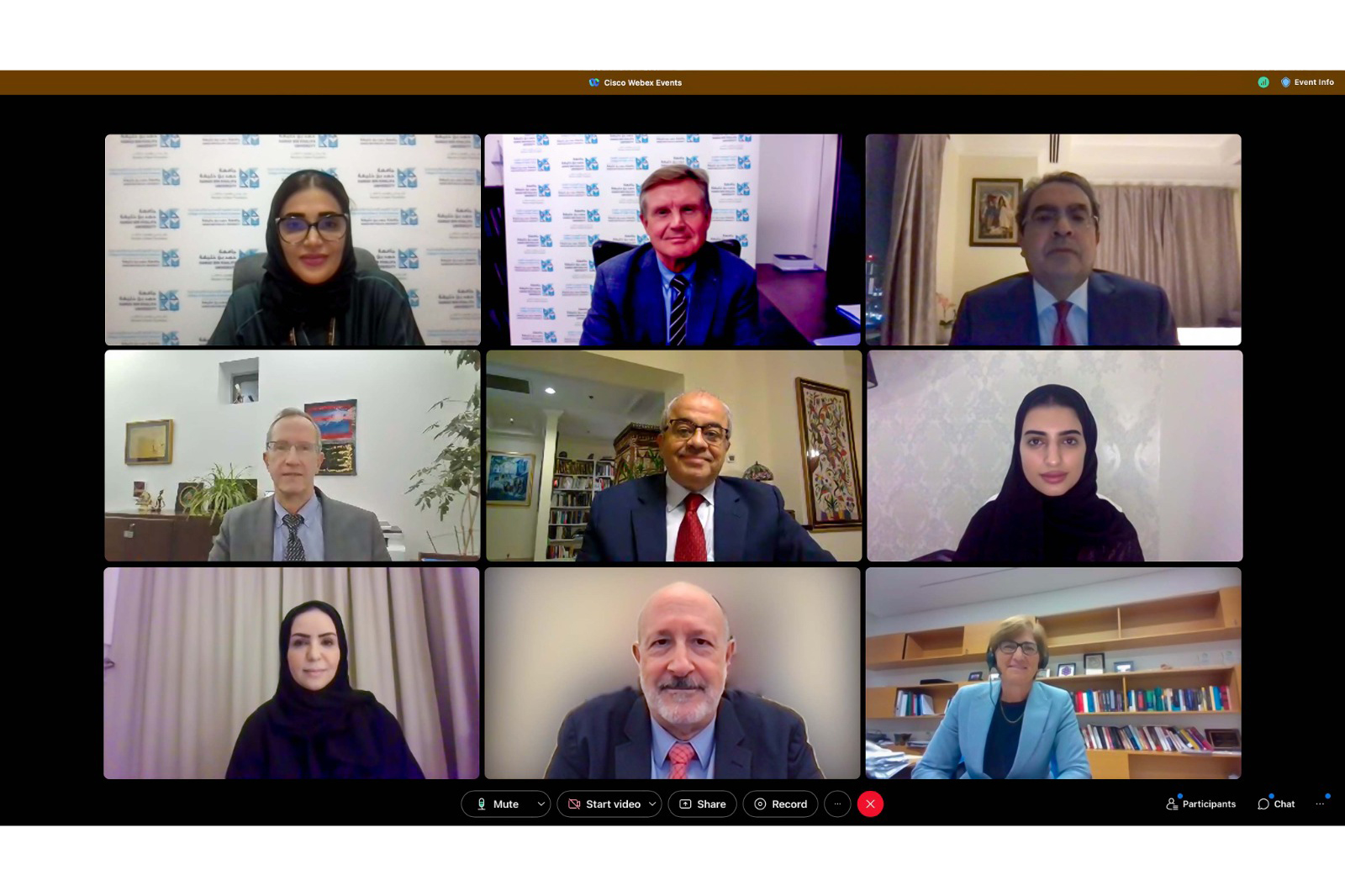 HBKU leadership and college deans addressing prospective students in a virtual setting