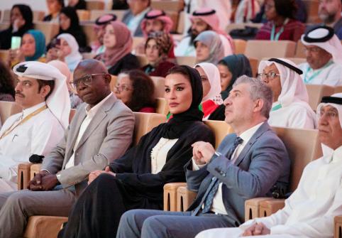 Her Highness Sheikha Moza bint Nasser joins participants at the World Congress of Bioethics opening ceremony.